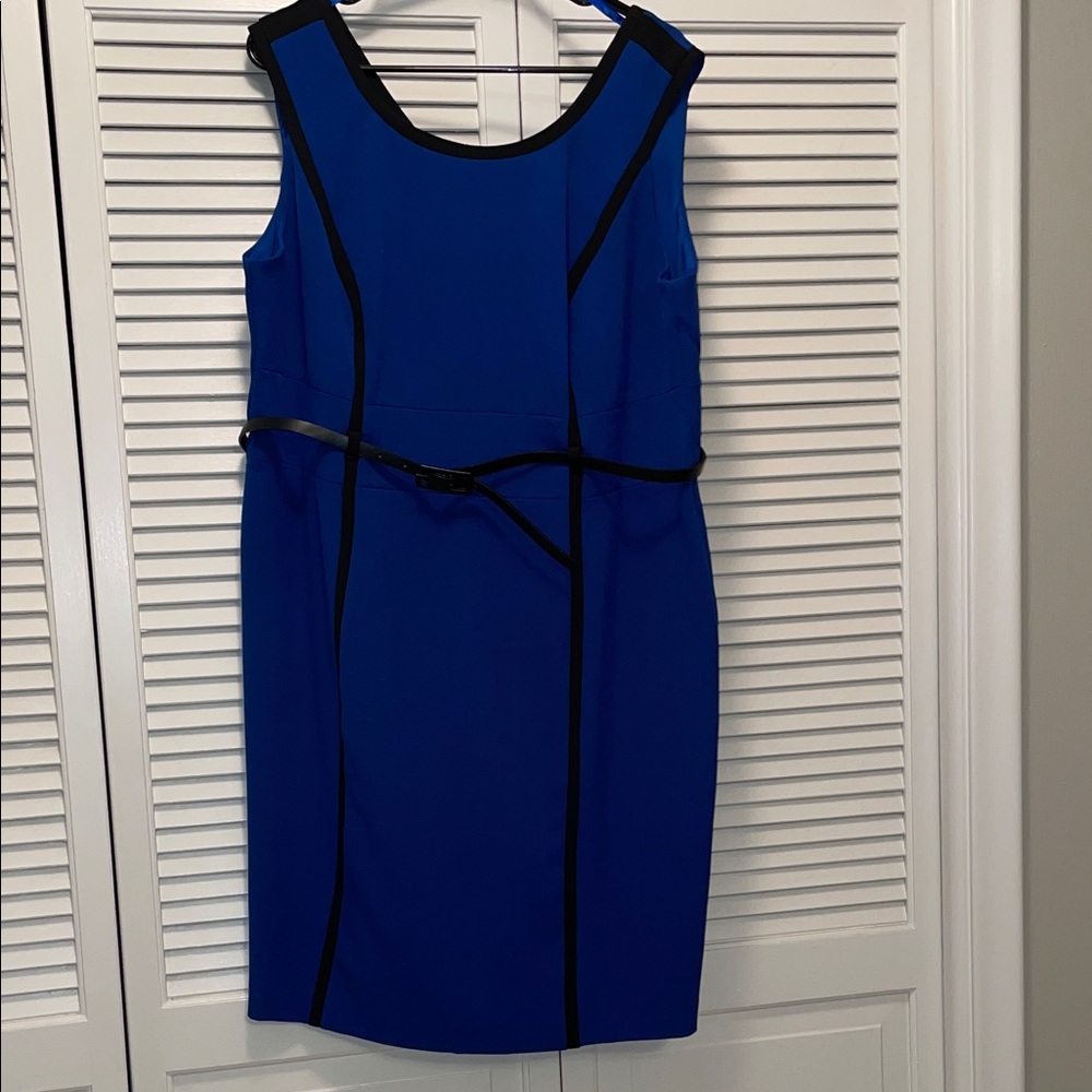 Studio I Royal Blue and Black Midi Dress
